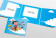 Schul- und Kindergartenmappe dreiteilig - geklebt - Wolken-Schule